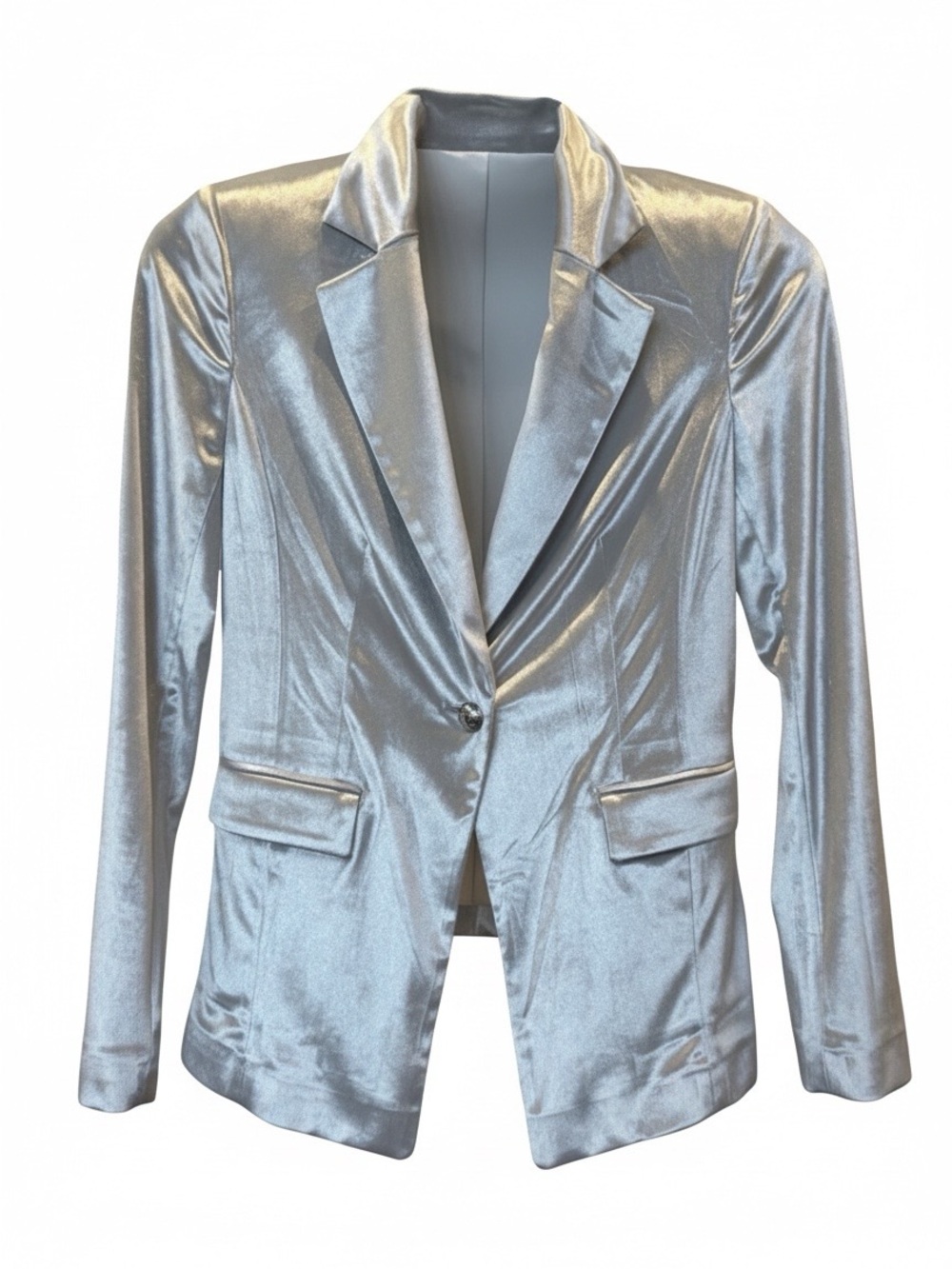 White House Black Market Velvet Silver Women's Blazer Size XXS🩶